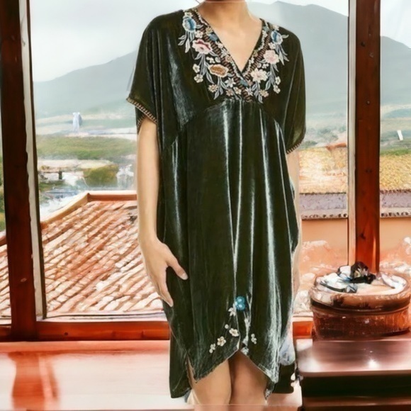 Johnny Was Serafina Velvet Embroidered Kaftan Dress Snake Eye NWT (overs… - Picture 2 of 11
